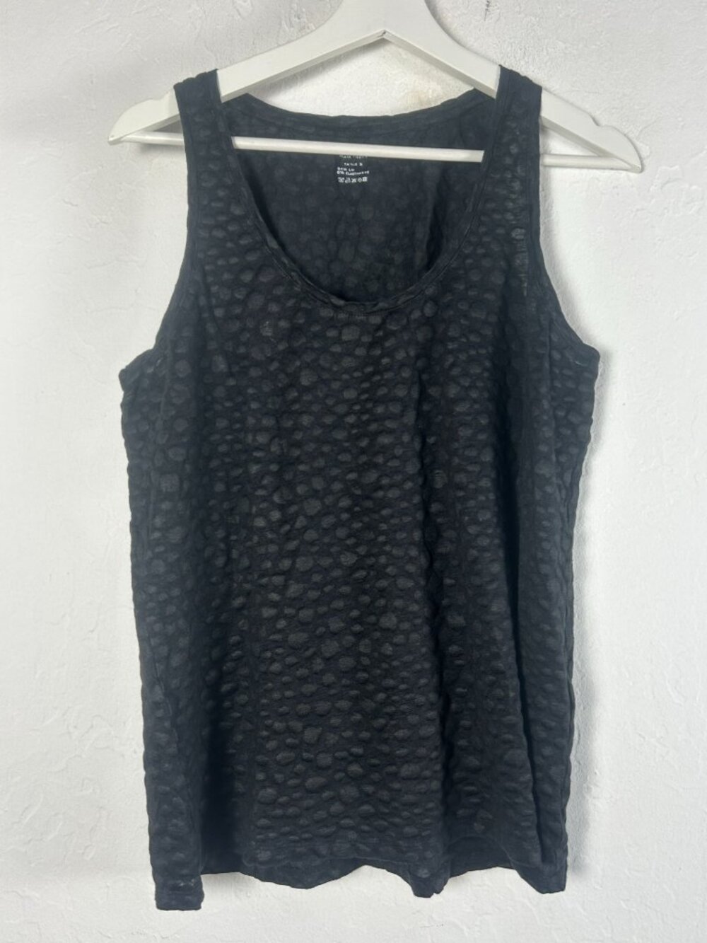 Majestic Filatures Black Textured Linen Blend Tank Top Size 5 Sleeveless Casual